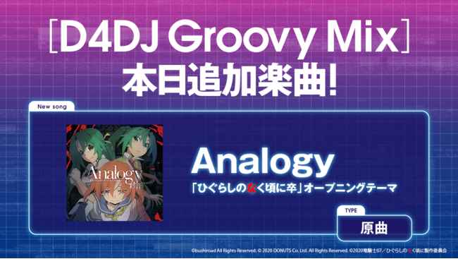 スマートフォン向けリズムゲーム D4dj Groovy Mix にtvアニメ ひぐらしのなく頃に卒 のオープニングテーマ原曲を追加 サブカルニュースサイト あにぶニュース